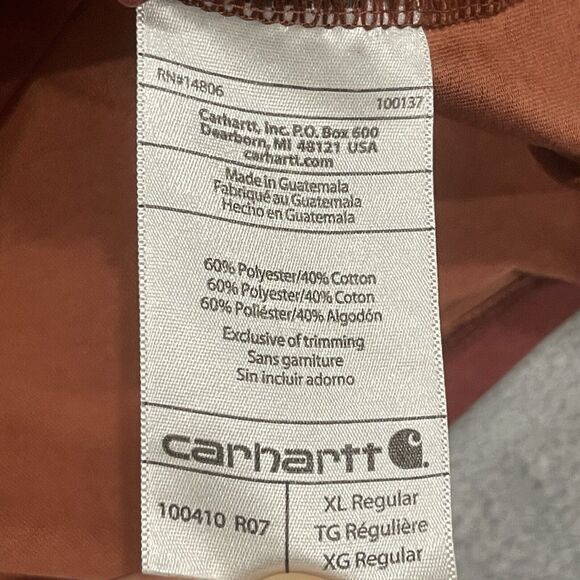 Carhartt Relaxed Fit Pocket T-Shirt Tee Crewneck Men Comfort Work Maroon Brown - Picture 3 of 8